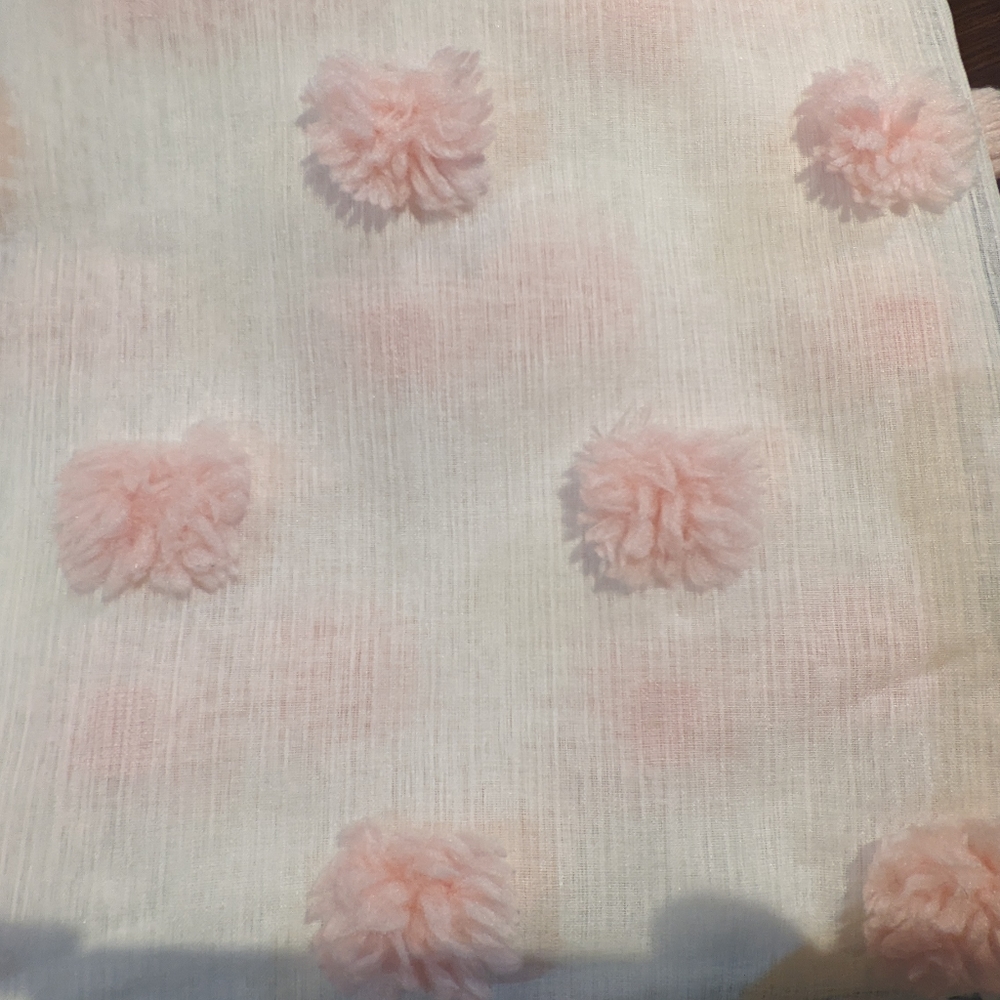 DKNY Pink and Cream Pom-Pom Curtains